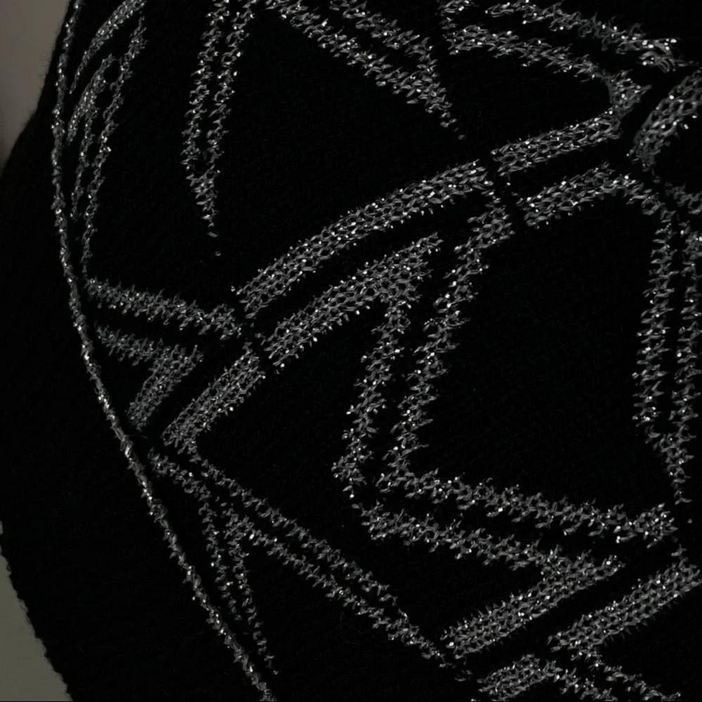 Michael Kors Metallic Logo Cuffed Beanie Hat Black Silver